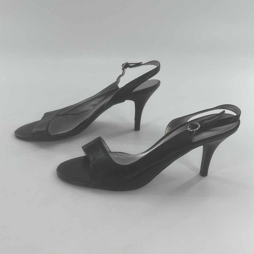 Liz Claiborne D'Orsay Slingback Pump Womens 8 M Black Open Toe Heel Legacy - Picture 6 of 16